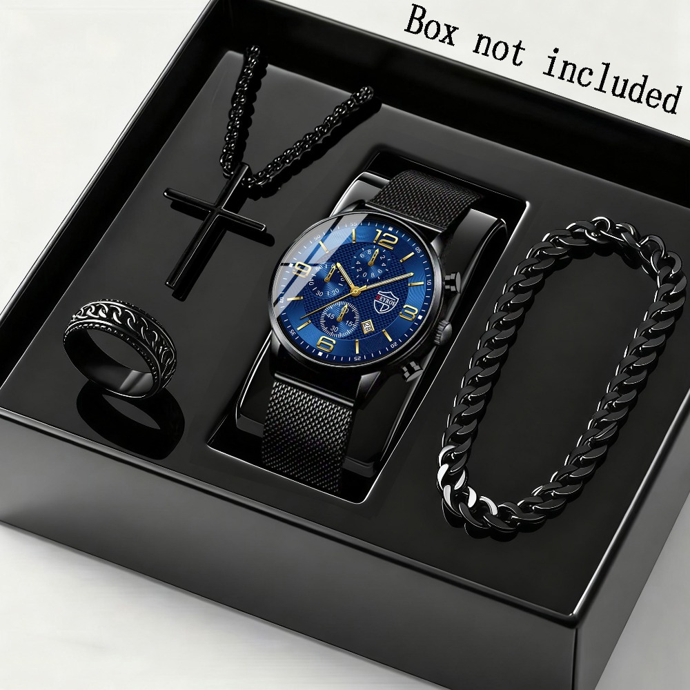 Men Accessories Elegant - 4-częściowy zestaw męskich eleganckich zegarków kwarcowych