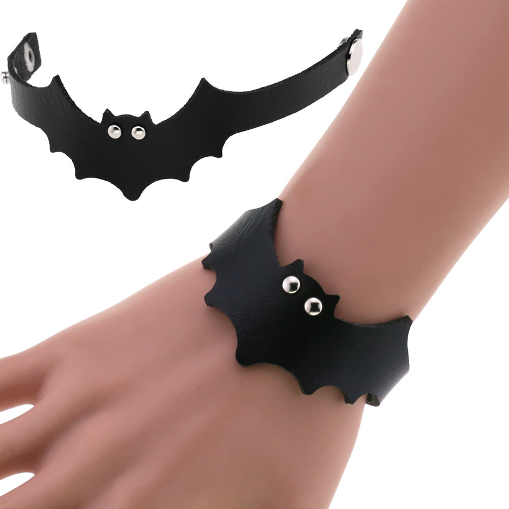 Men'S Accessories Trends 2025 - Bransoletka Punk Czarna Nietoperz Skóra PU