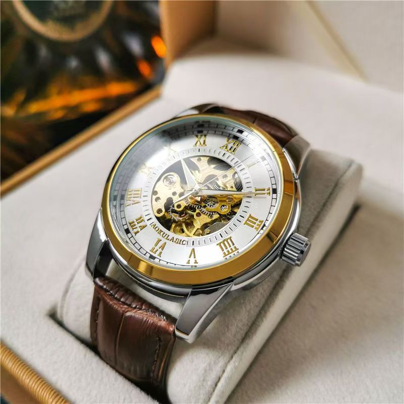 Men Accessories Elegant - Elegancki męski zegarek automatyczny z mechanizmem