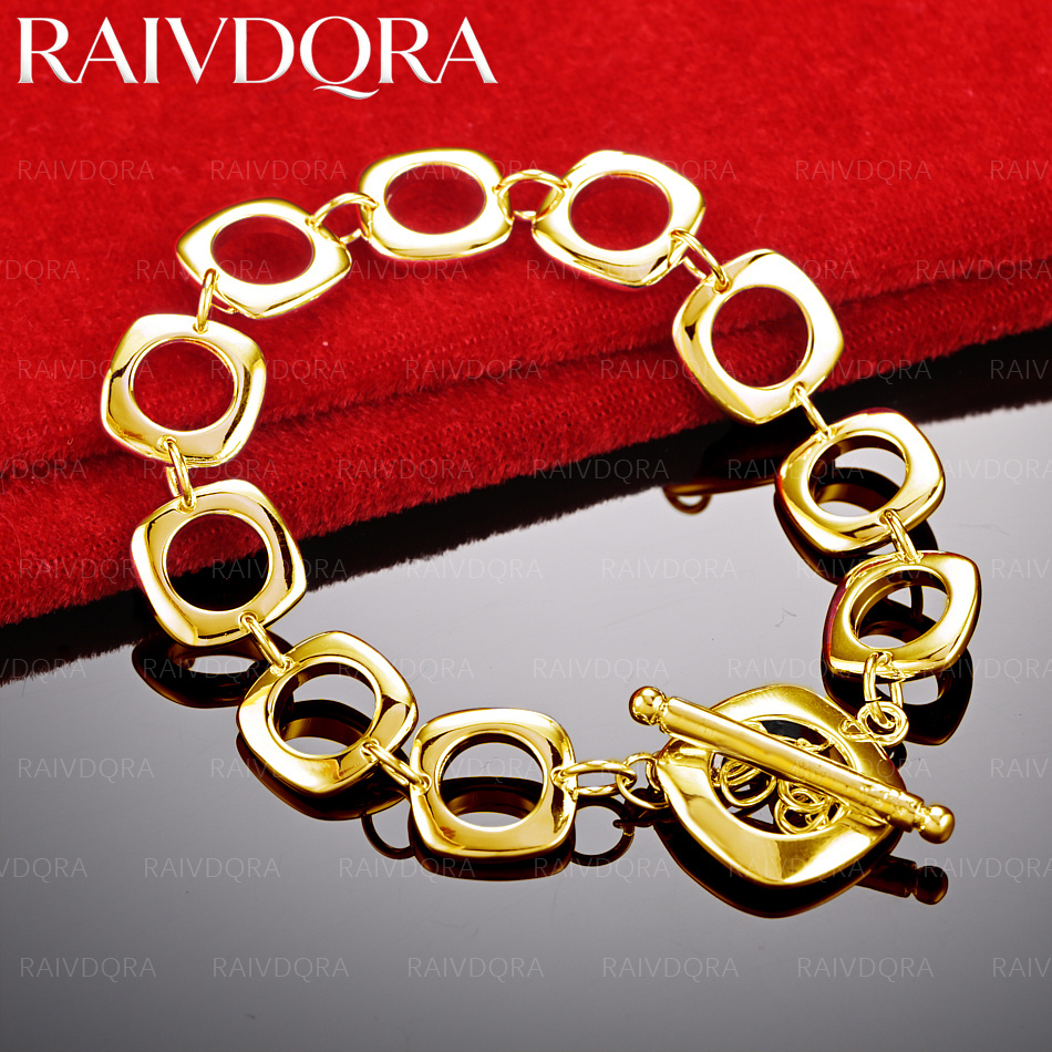 Men Accessories Chain And Bracelet - Bransoletka z okrągłym łańcuszkiem, pozłacana 18-karatowym