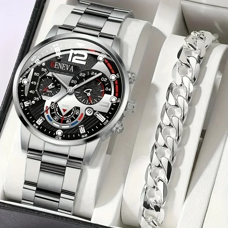 Men Accessories Elegant - Zestaw 2 szt. stylowych zegarków kwarcowych