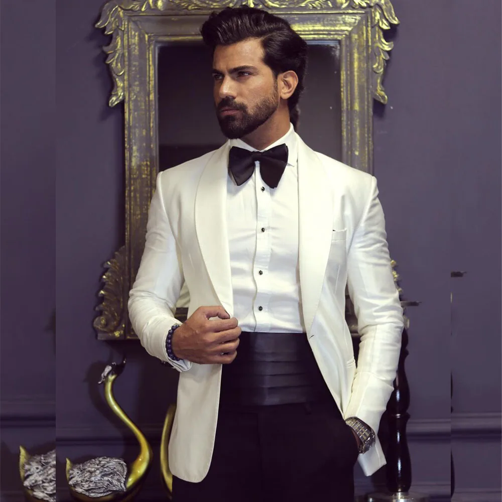 Men Accessories Elegant - Klasyczny styl angielski Biała kurtka Czarne