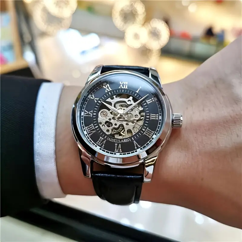 Men Accessories Elegant - Elegancki męski zegarek automatyczny z mechanizmem