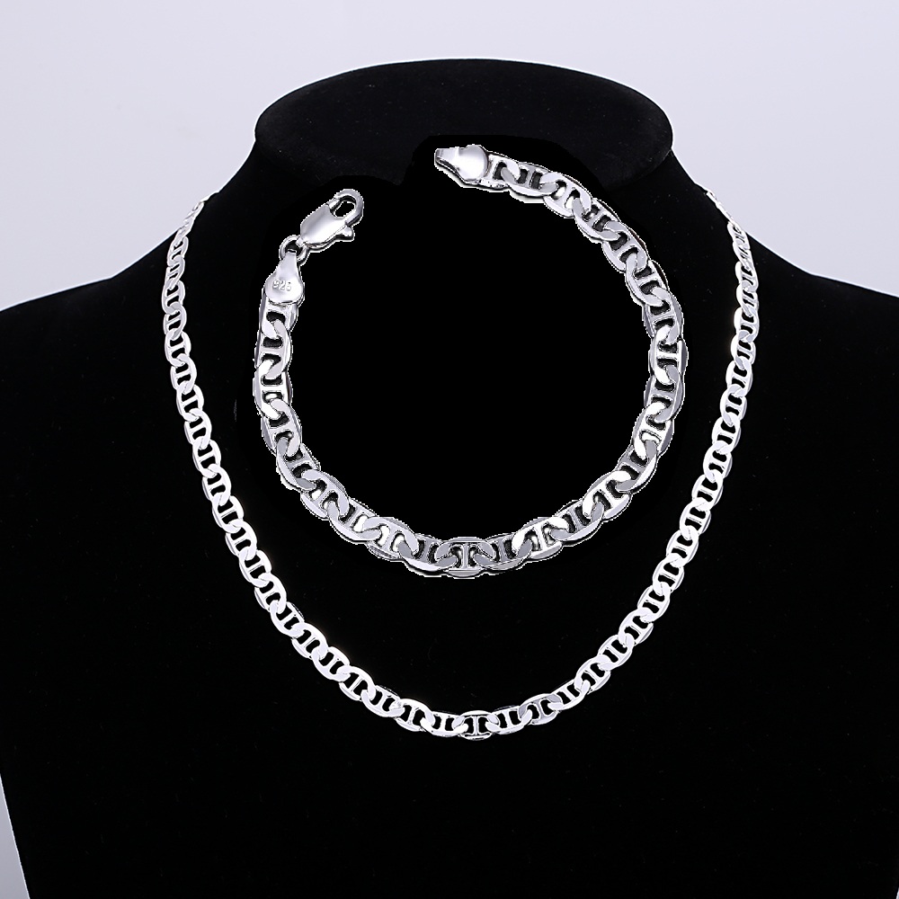 Men Accessories Chain And Bracelet - Luksusowy zestaw biżuterii: naszyjnik i bransoletka