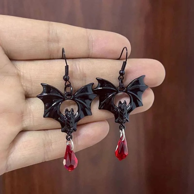 Men'S Vampire Accessories - 1 Para Gotyckich Kolczyków Nietoperzy dla