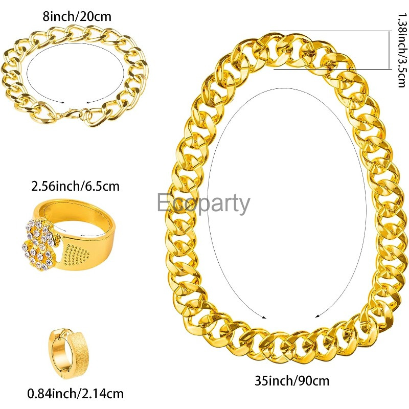 80s 90s Hip Hop Costume Access – Men Accessories Chain And Bracelet recenzja i cena