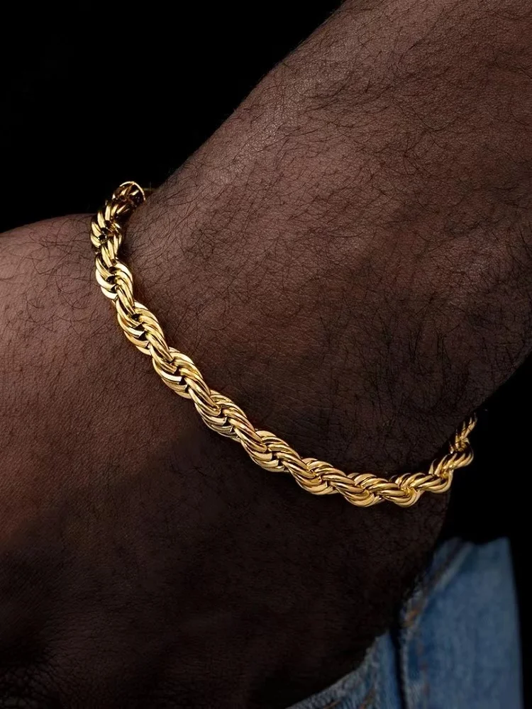 Hip-Hop Rock 925 srebro Twist  – Men Accessories Chain And Bracelet recenzja i cena