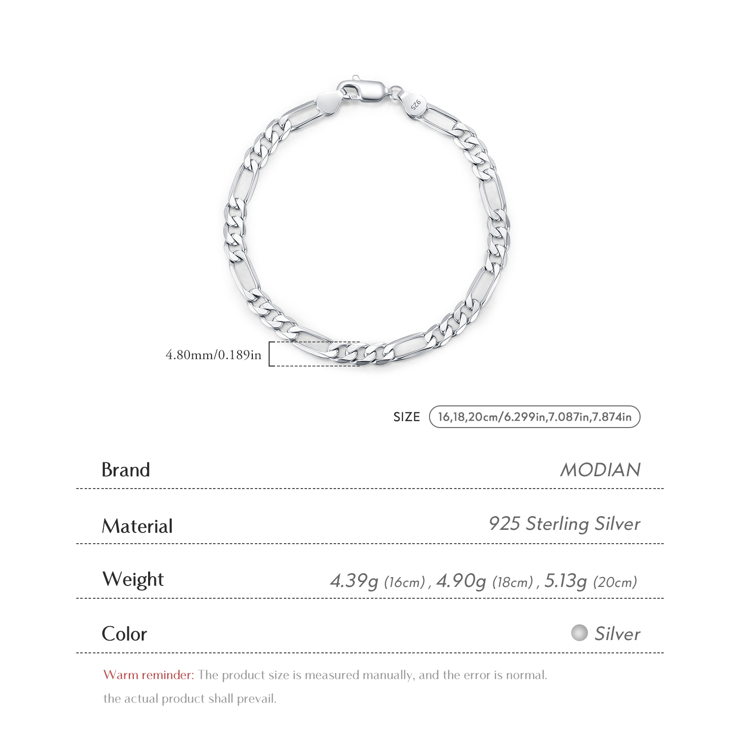 MODIAN Srebro Próby 925 Branso – Men Accessories Chain And Bracelet recenzja i cena