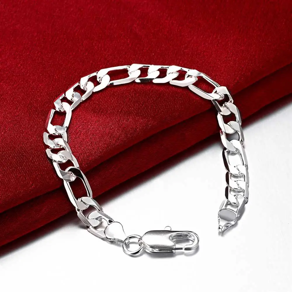 925 srebro klasyczny 8MM łańcu – Men Accessories Chain And Bracelet recenzja i cena